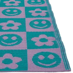 Buitenkleed Mona Bloem Roze/Blauw