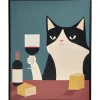 Canvas Schilderij Cat Wine 40x50 cm