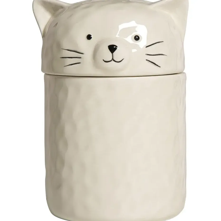 Decoratiepot Cat Off-White 7x7x15 cm
