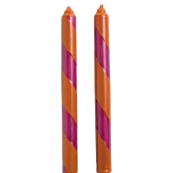 Dinerkaarsen Swirl Paars/Oranje - 2 Stuks