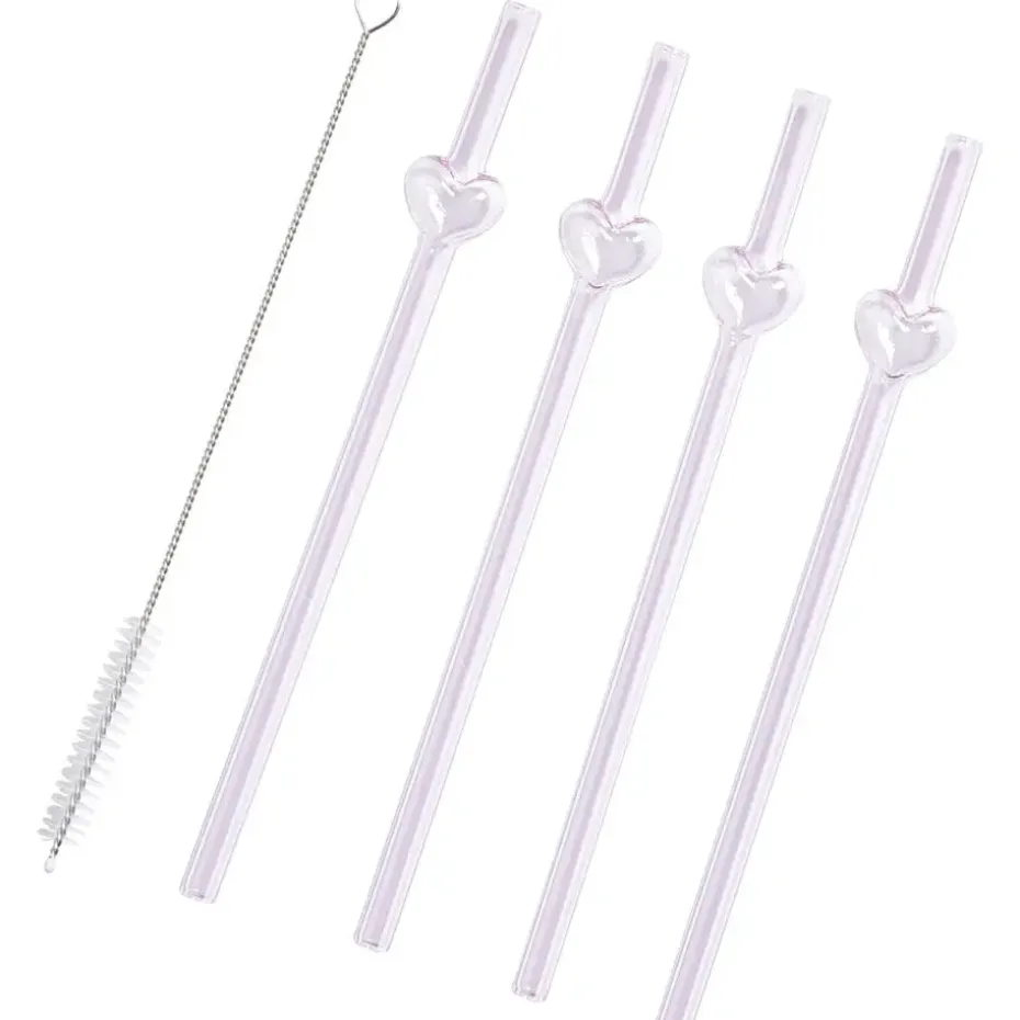 Glazen Rietjes Hartje 4 Stuks