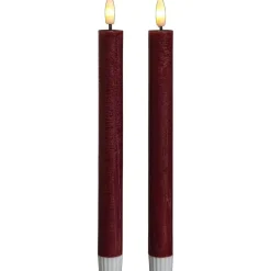 LED Kaars Bordeaux - 2 Stuks