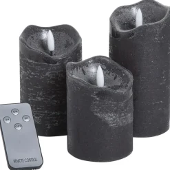 LED Kaarsen Met Afstandsbediening En Timer Zwart - 3 Stuks