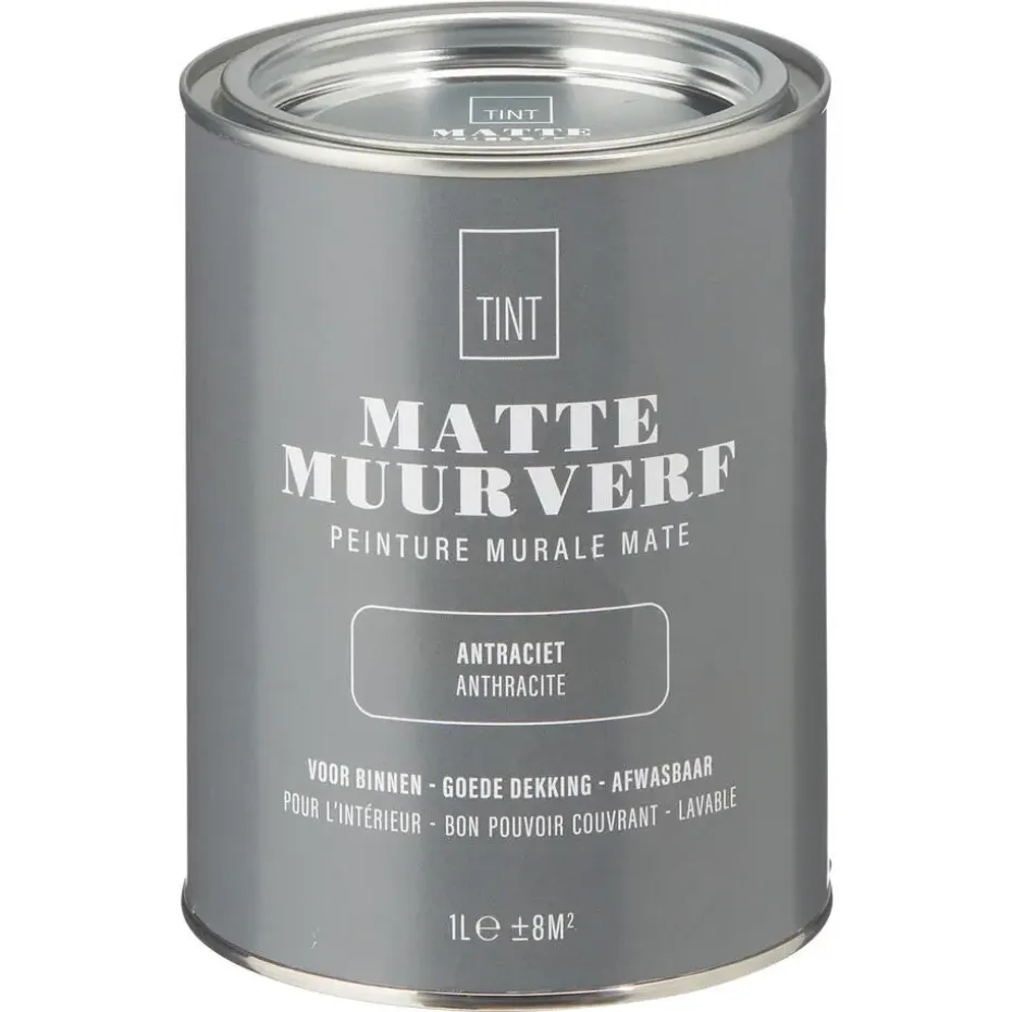 Muurverf Mat Antraciet 1 l