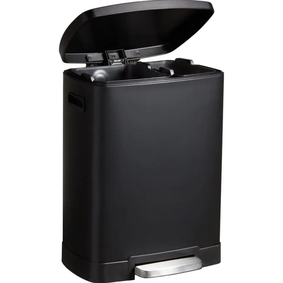 Pedaalemmer Duo 40 Liter Mat Zwart